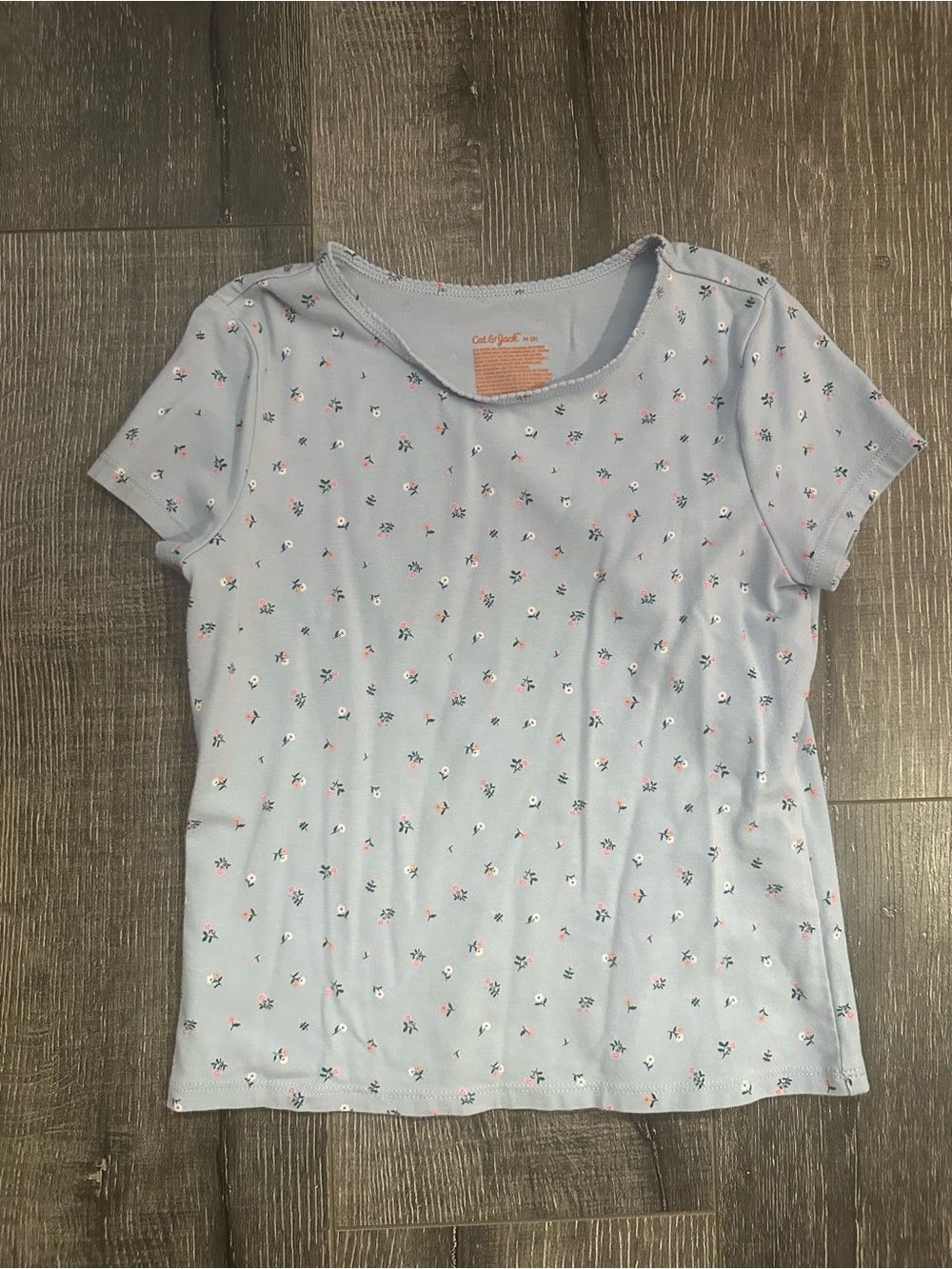 Cat & Jack Girls Light Blue Floral Short Sleeve Tee for Kids